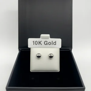 10K White Gold Ball Studs