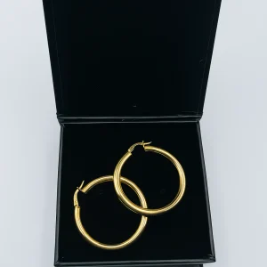 10K Yellow Gold Tube Hoops
